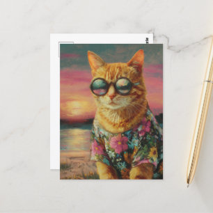 Ginger Kitty in Sunglasses Postcard