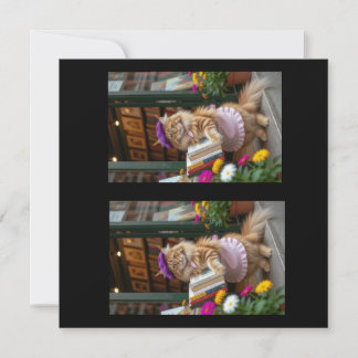 Ginger Kitty Selling Art Books Thank You Card