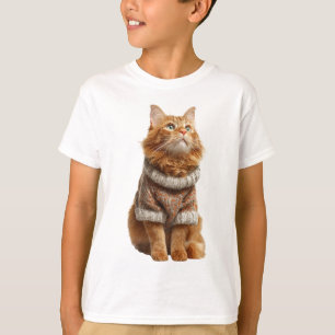 Ginger Longhair Cat in Cosy Autumn Sweater Kids