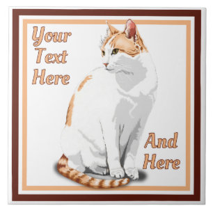 Ginger Orange and White Cat Personalized Tile
