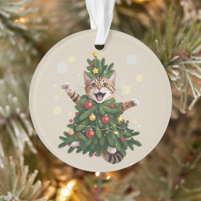 Ginger Orange Cat Christmas Tree Cute Xmas  Ornament (Tree)