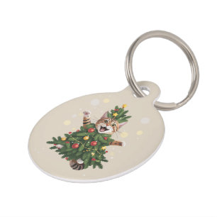 Ginger Orange Cat Christmas Tree Cute Xmas Pet Tag