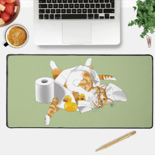 Ginger Orange Cat Funny Toilet Paper Desk Mat