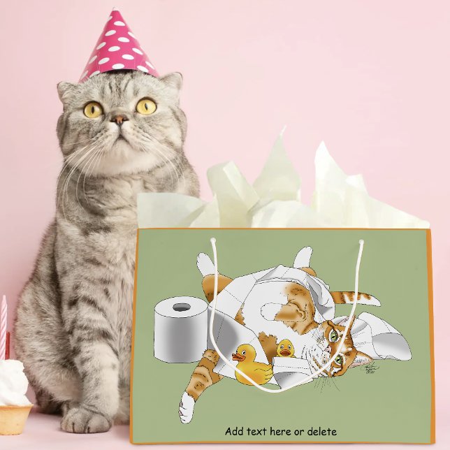 Ginger Orange Cat Funny Toilet Paper Large Gift Bag (Creator Uploaded)