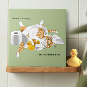 Ginger Orange Cat Funny Toilet Paper Tile