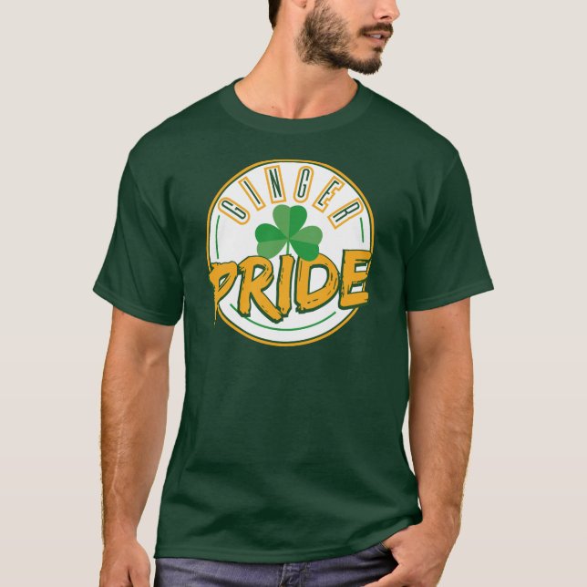 Ginger Pride St Patrick's Day Clover Leaf Shamrock T-Shirt (Front)