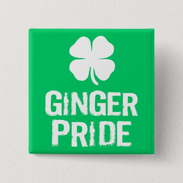 GINGER PRIDE WITH SHAMROCK 15 CM SQUARE BADGE (Front)