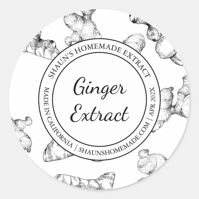 Ginger Root Extract Sketch Modern label (Front)