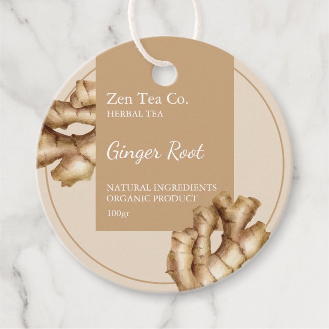 Ginger Root Herbal Tea Business Tag (Front)