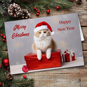 Ginger Santa Claus Cat Christmas Card