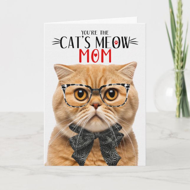 Ginger Scottish Fold Cat for Mum on Mother's Day Holiday Card (Front)