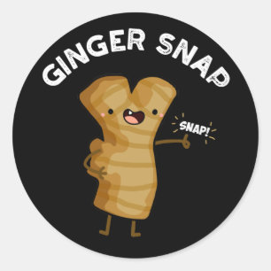 Ginger Snap Funny Food Herb Spice Pun Dark BG Classic Round Sticker
