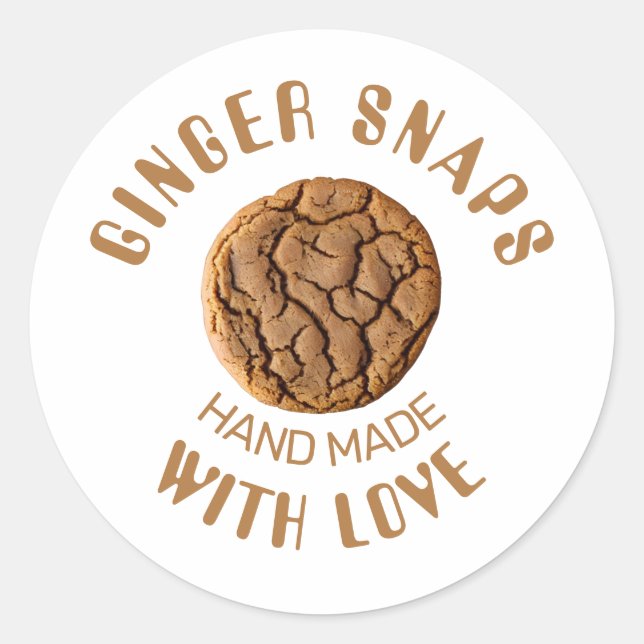 Ginger snaps handmade with love classic round sticker (Front)