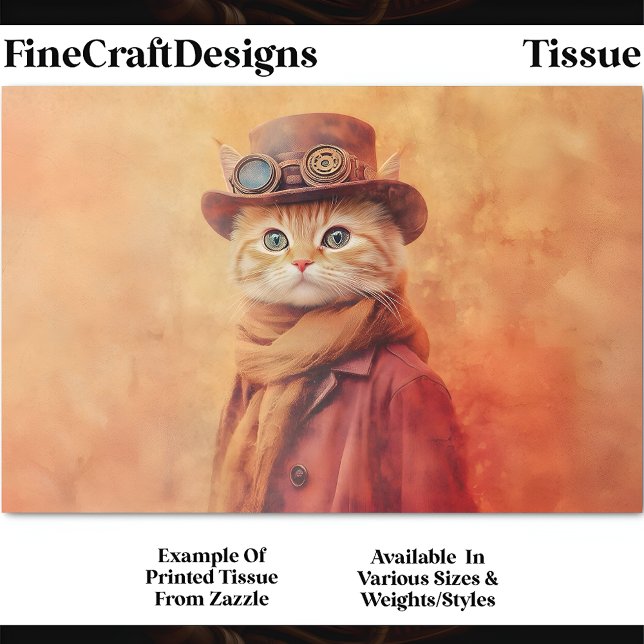 Ginger Tabby Cat, Extra Background DV7L Decoupage Tissue Paper (Creator Uploaded)