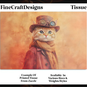 Ginger Tabby Cat, Extra Background DV7R Decoupage Tissue Paper