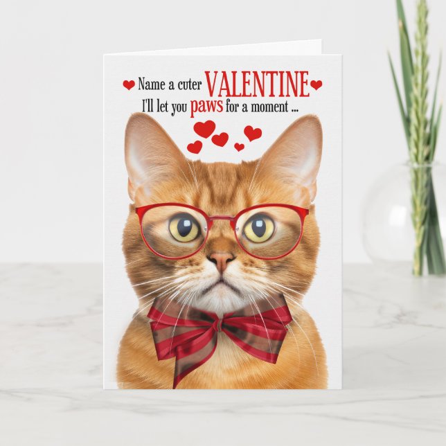 Ginger Tabby Cat Feline Humour Valentine's Day Holiday Card (Front)