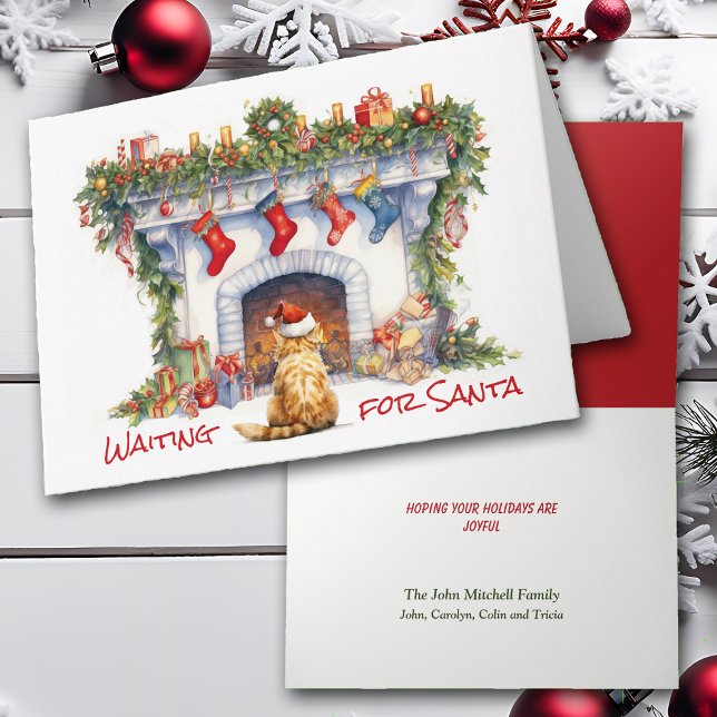 Ginger Tabby Cat Fireplace Christmas Card (Creator Uploaded)