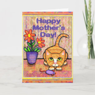 Ginger Tabby Cat Mother's Day Greeting Card