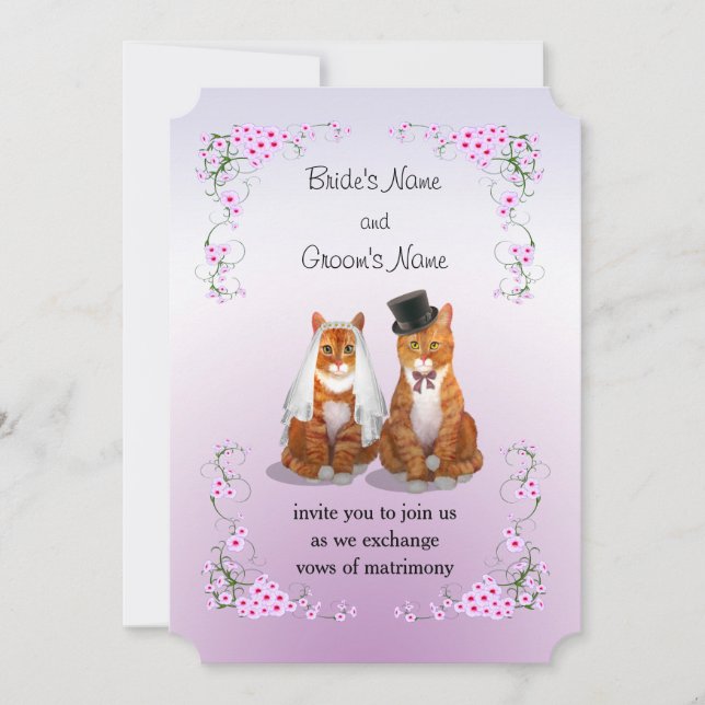 Ginger Tabby Cat Wedding Invitation (Front)