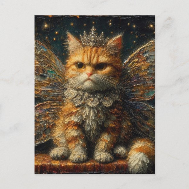 Ginger Tabby Fairy Cat Postcard (Front)