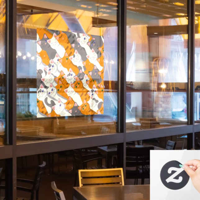 Ginger white black cat diagonal pattern (Restaurant Window)