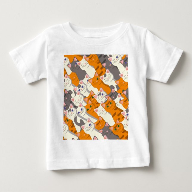Ginger white black cat diagonal pattern baby T-Shirt (Front)