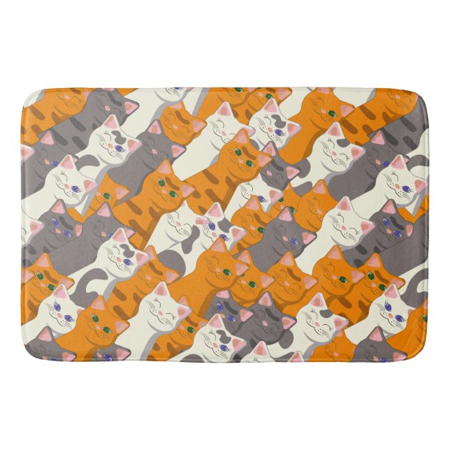 Ginger white black cat diagonal pattern bath mat (Front)