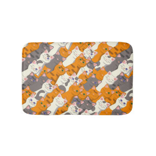 Ginger white black cat diagonal pattern bath mat