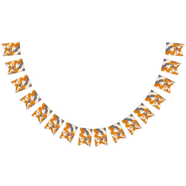 Ginger white black cat diagonal pattern bunting  (All)