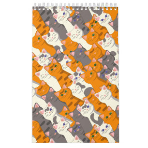 Ginger white black cat diagonal pattern calendar