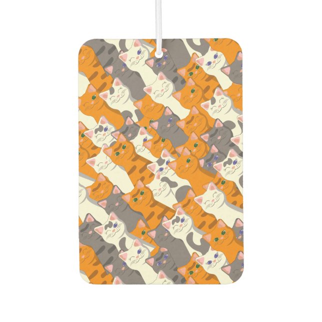 Ginger white black cat diagonal pattern car air freshener (Front)