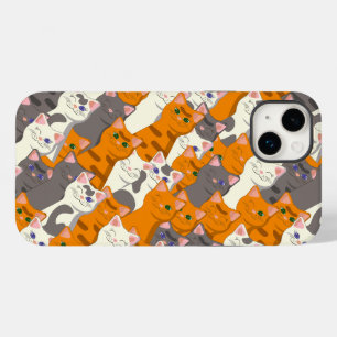Ginger white black cat diagonal pattern Case-Mate iPhone 14 plus case