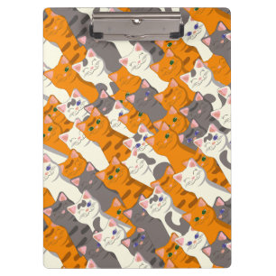 Ginger white black cat diagonal pattern clipboard