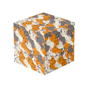 Ginger white black cat diagonal pattern cube