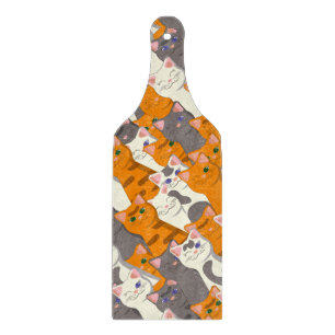 Ginger white black cat diagonal pattern cutting board