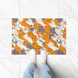 Ginger white black cat diagonal pattern doormat