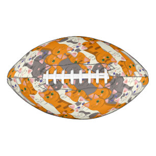 Ginger white black cat diagonal pattern football