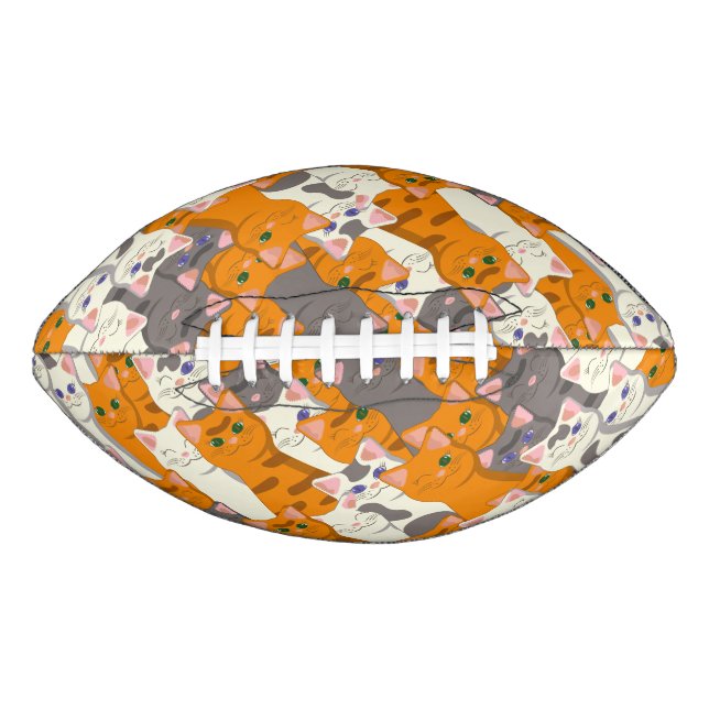 Ginger white black cat diagonal pattern football (Front)