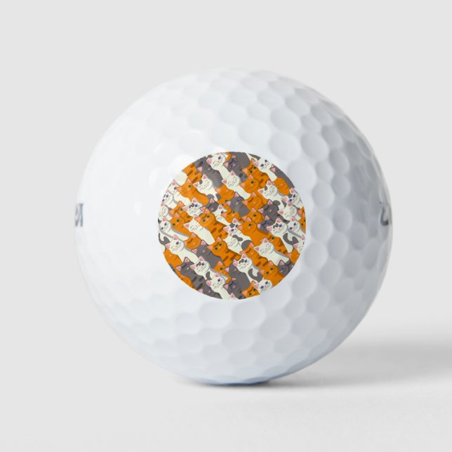 Ginger white black cat diagonal pattern golf balls (Front)