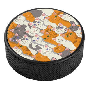 Ginger white black cat diagonal pattern hockey puck