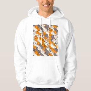 Ginger white black cat diagonal pattern hoodie
