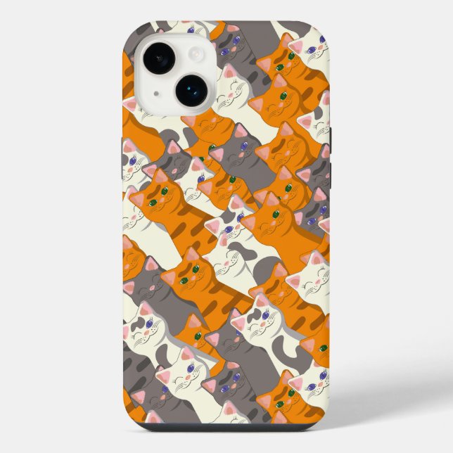 Ginger white black cat diagonal pattern iPhone case (Back)