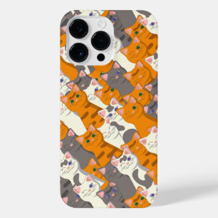 Ginger white black cat diagonal pattern iPhone 14 pro max case