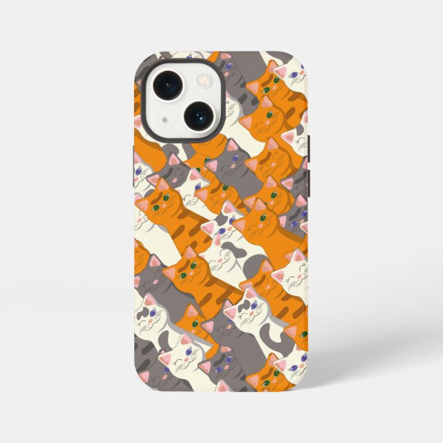 Ginger white black cat diagonal pattern iPhone case (Back)
