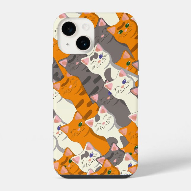 Ginger white black cat diagonal pattern iPhone case (Back)