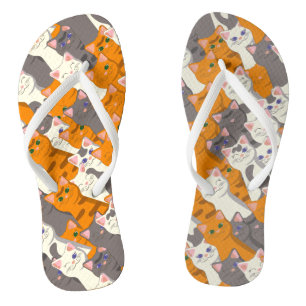 Ginger white black cat diagonal pattern jandals