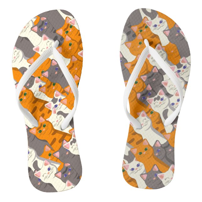 Ginger white black cat diagonal pattern jandals (Footbed)