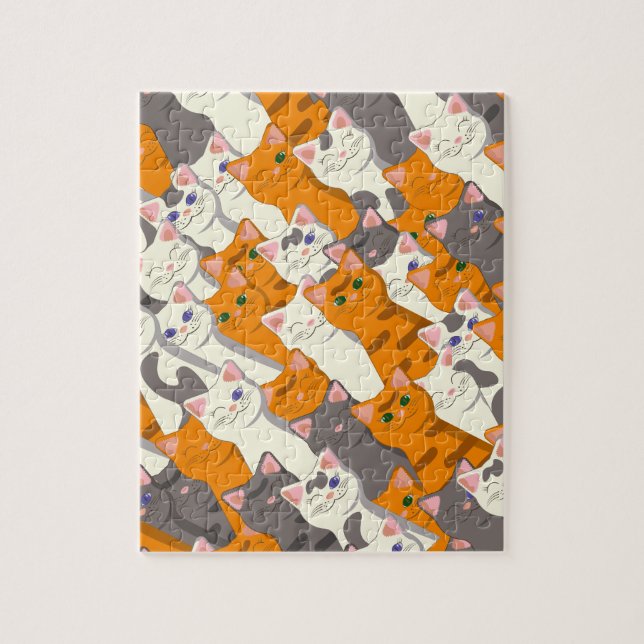Ginger white black cat diagonal pattern jigsaw puzzle (Vertical)