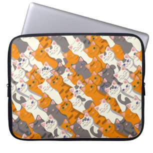 Ginger white black cat diagonal pattern laptop sleeve