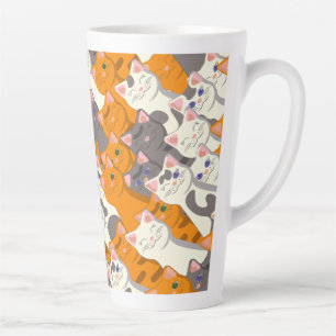 Ginger white black cat diagonal pattern latte mug